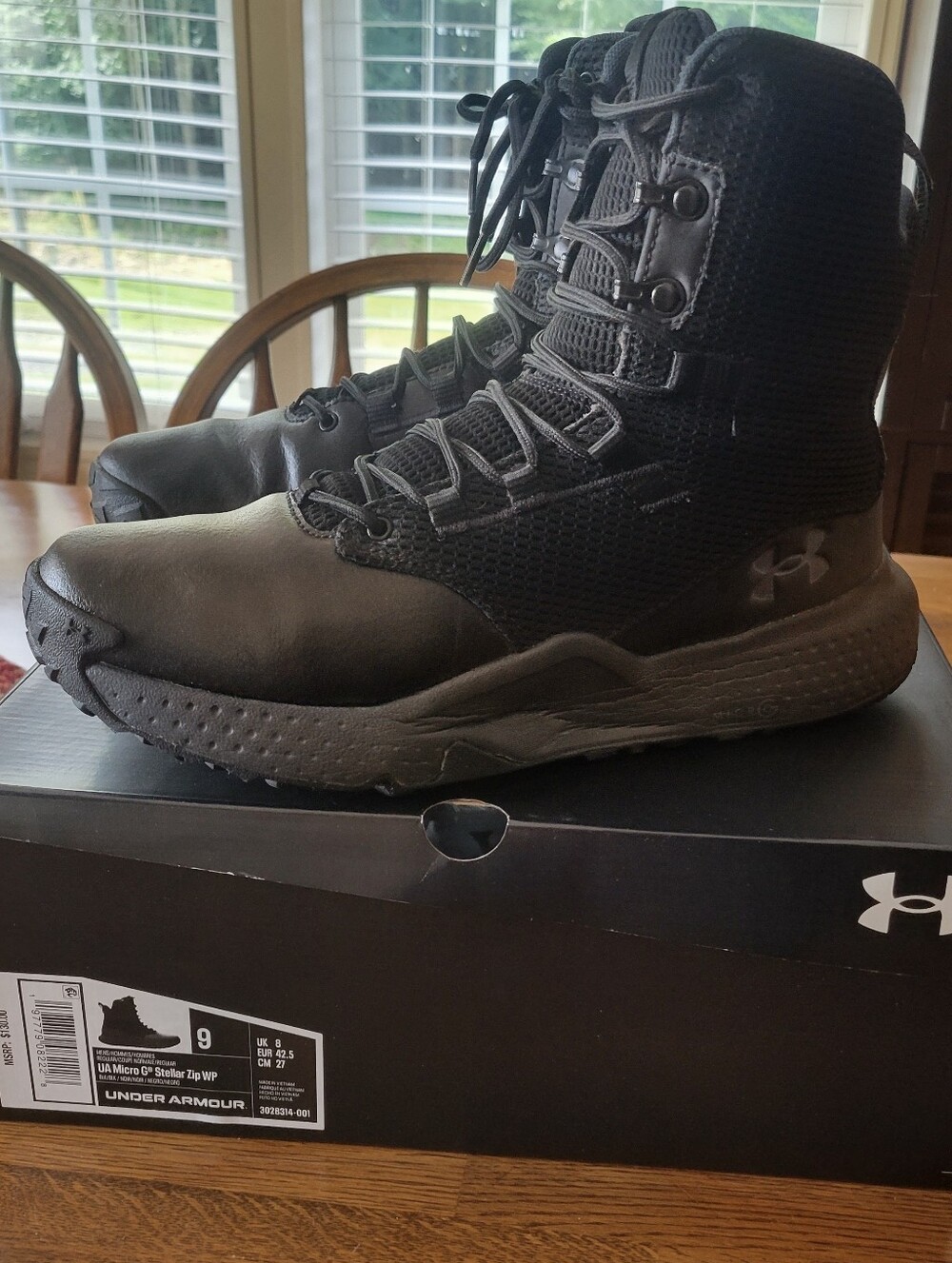 Under Armour Men's Black Tactical Boots - All-Black Side Zip sz9